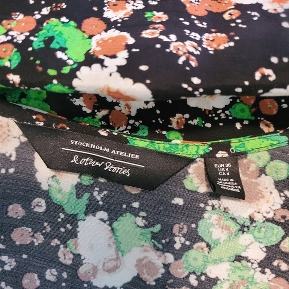 EC Stockholm Atelier & Other Stories Green Floral Print Wrap Dress, Size 4 - Picture 7 of 13